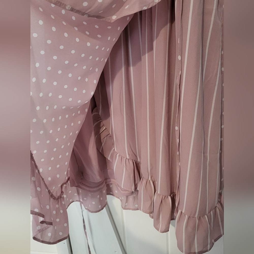 Mixed Pattern Ruffled Surplice Wrap Elastic Waist… - image 3